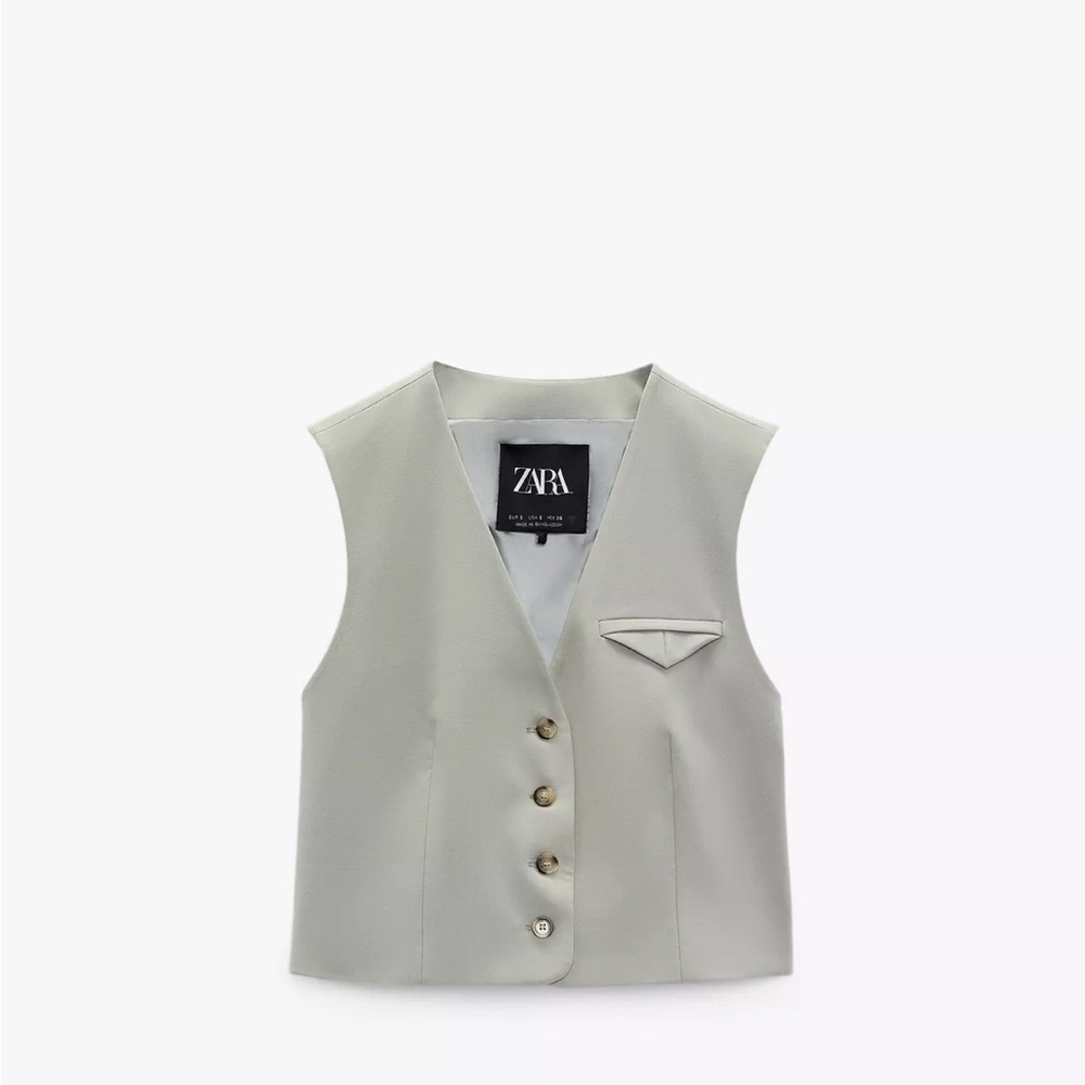 Zara Light Gray Buttoned Vest
